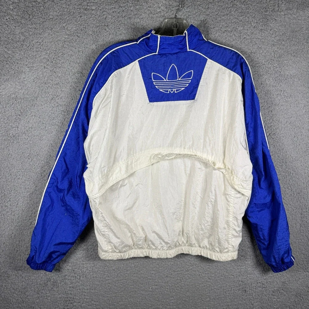 Vintage Adidas Trefoil Windbreaker Mens Medium‎ Blue White Colorblock 90s Jacket